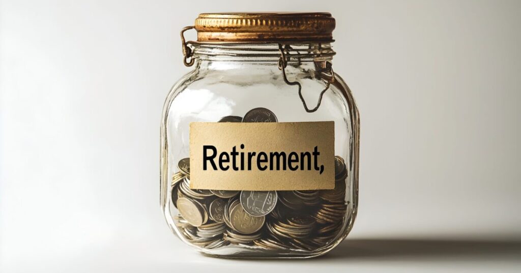 savings jar labeled retirement clean white background scaled e1788945789916