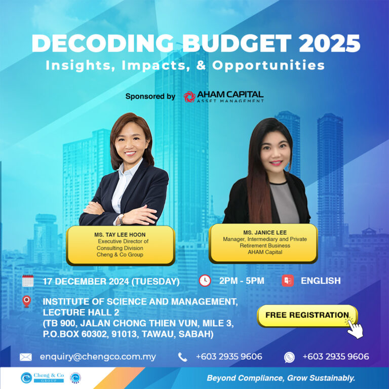 Cheng Co Group 2025 Budget Talk Poster Tawau Seminar 17 Dec 2024 English